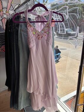 Lavender Halter Midi Dress with Sequin Detail